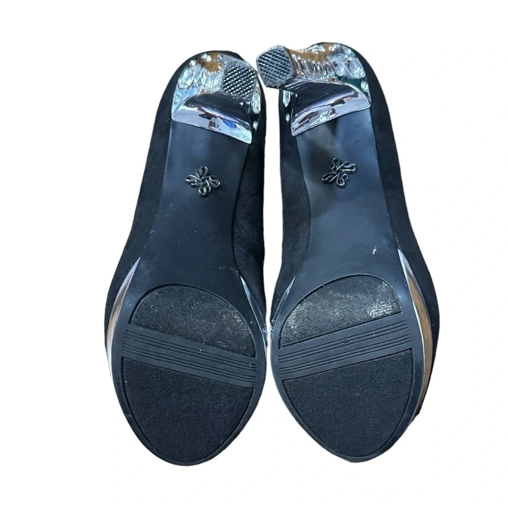 Simply Vera Vera Wang Black & Silver Platform Bling Heels Size 9 1/2